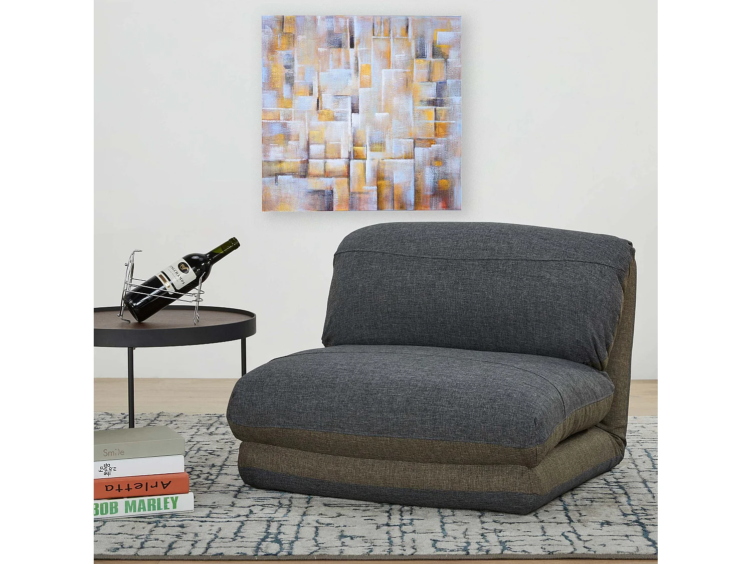 Fotel do spania MCW-E68,  khaki/ciemnoszary