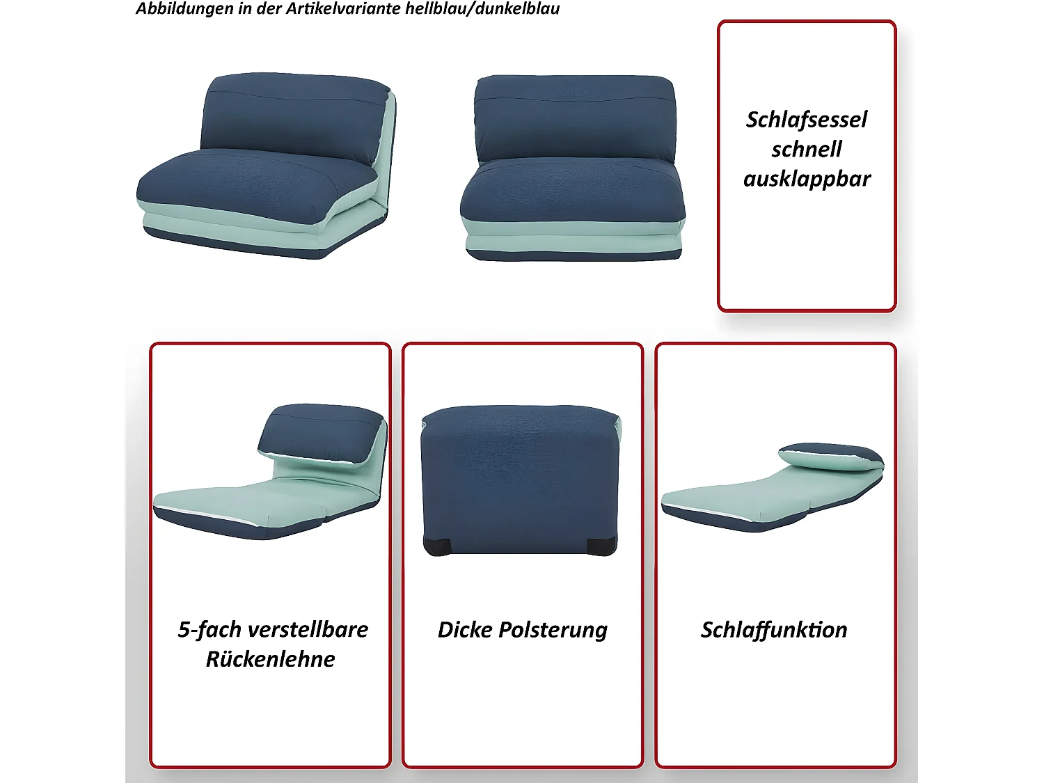 Fotel do spania MCW-E68,  khaki/ciemnoszary