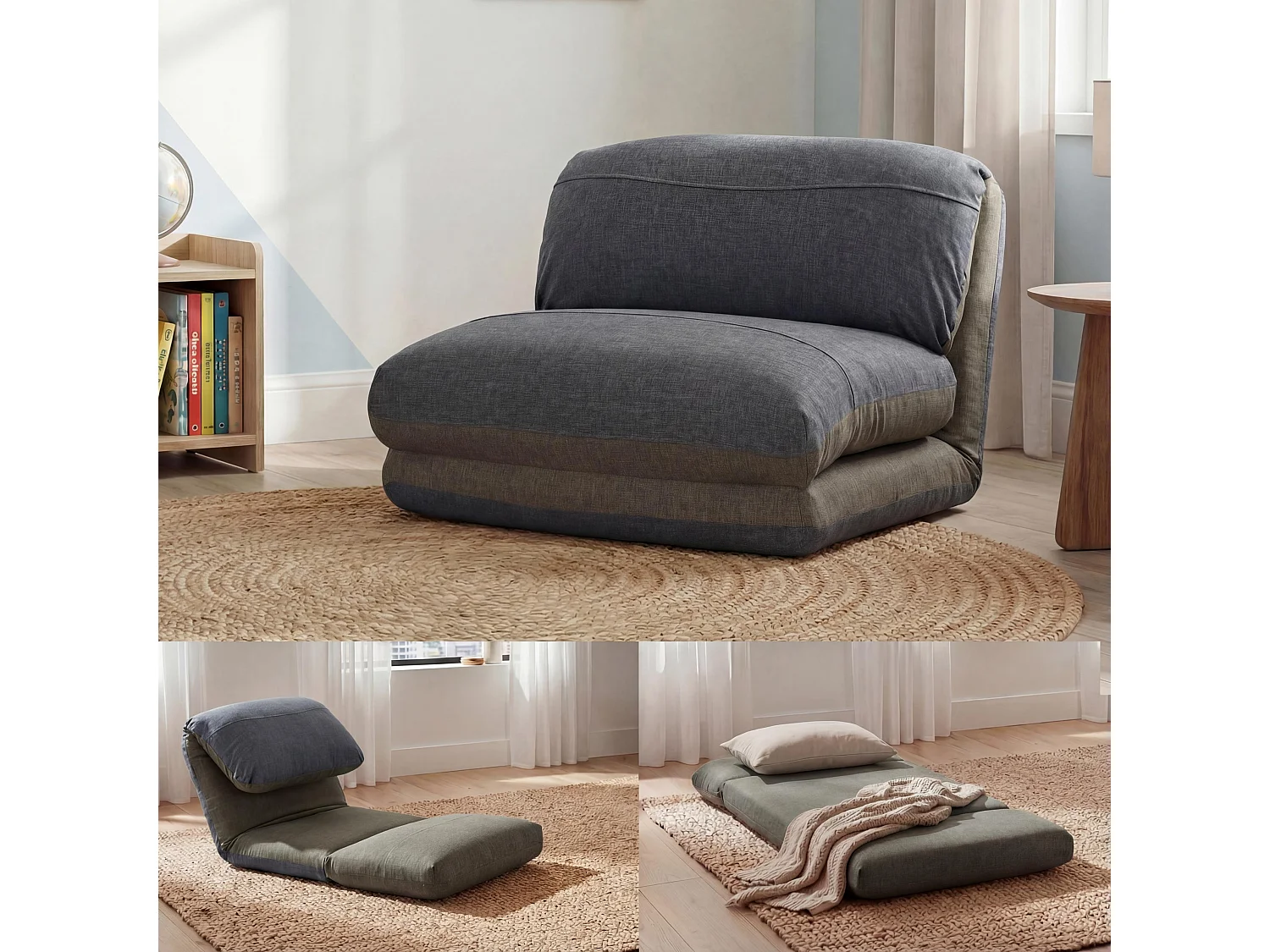 Schlafsessel MCW-E68, Khaki/dunkelgrau