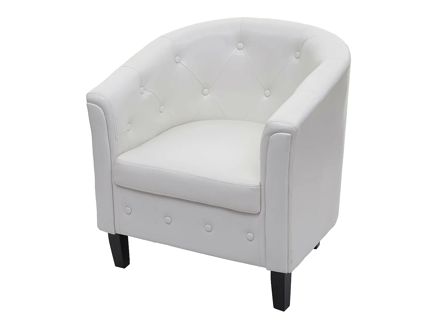 Poltrona salotto classica Newport T810 design vittoriano ecopelle 66x71x75cm bianco