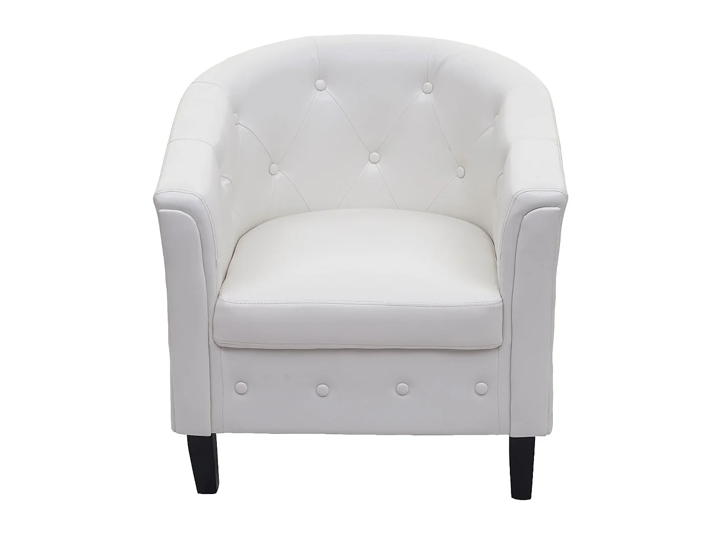 Poltrona salotto classica Newport T810 design vittoriano ecopelle 66x71x75cm bianco