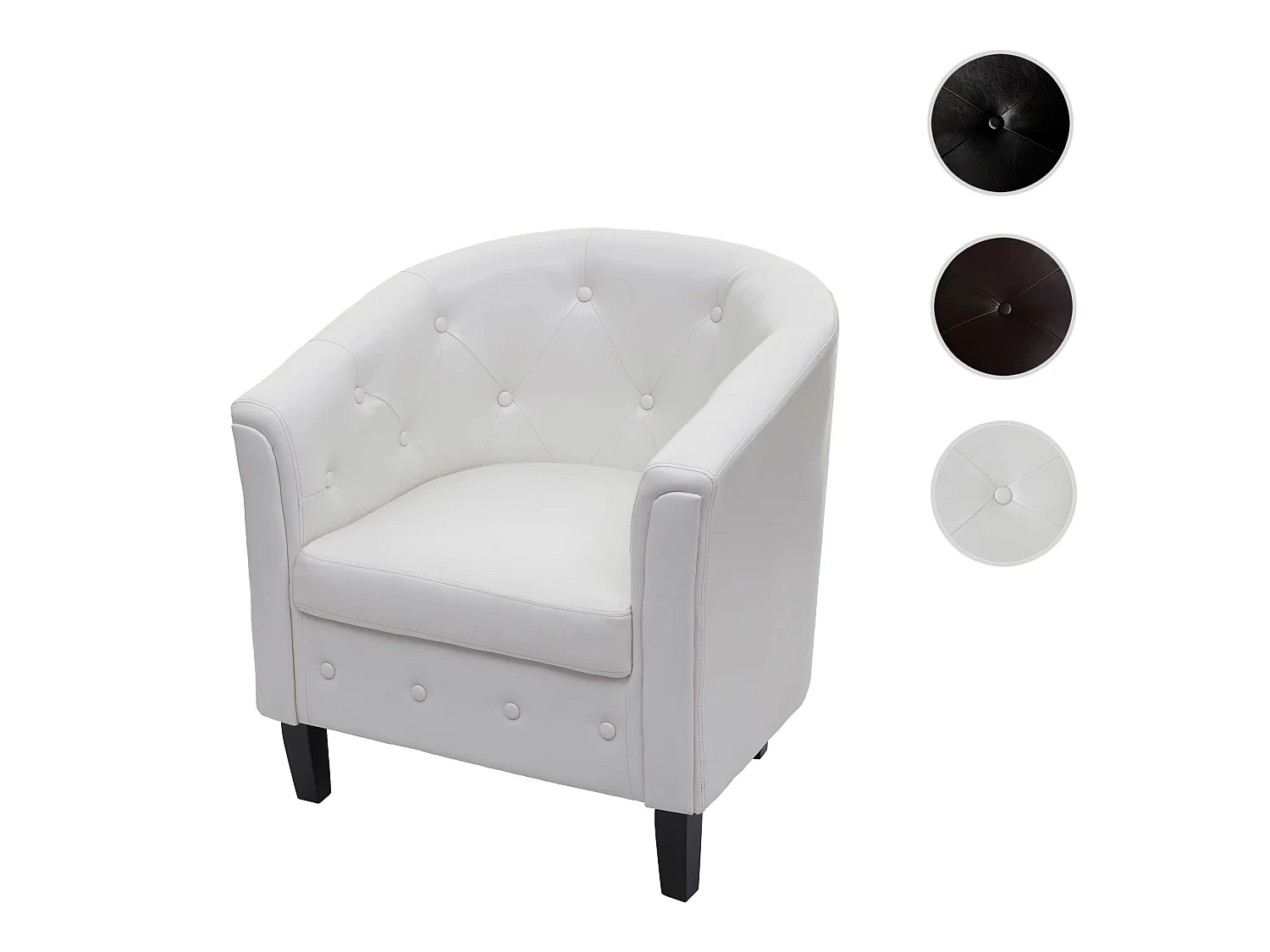 Poltrona salotto classica Newport T810 design vittoriano ecopelle 66x71x75cm bianco