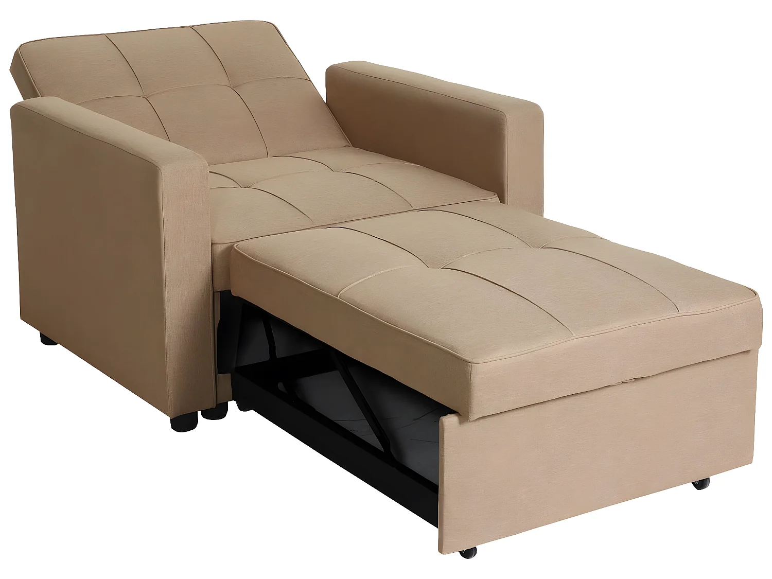 Poltrona letto relax trasformabile moderno con cuscino MCW-L90 tessuto avorio beige
