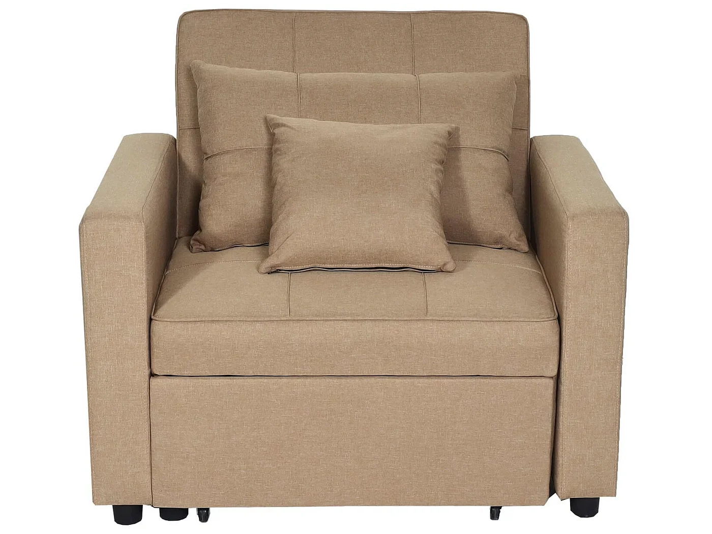 Poltrona letto relax trasformabile moderno con cuscino MCW-L90 tessuto avorio beige