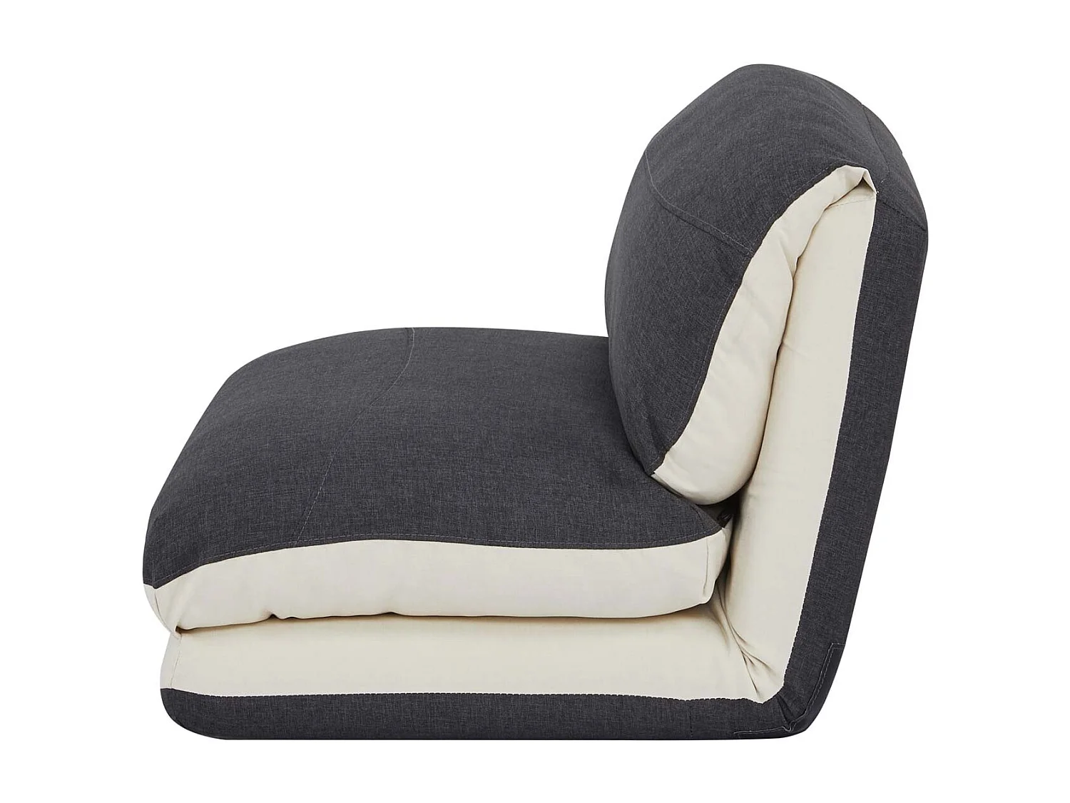 Poltrona letto pouf relax morbido imbottito MCW-E68 trasformabile tessuto grigio avorio