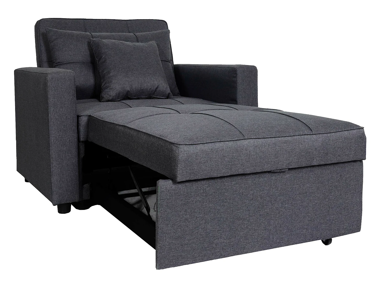 Poltrona letto relax trasformabile moderno con cuscino MCW-L90 legno tessuto grigio scuro