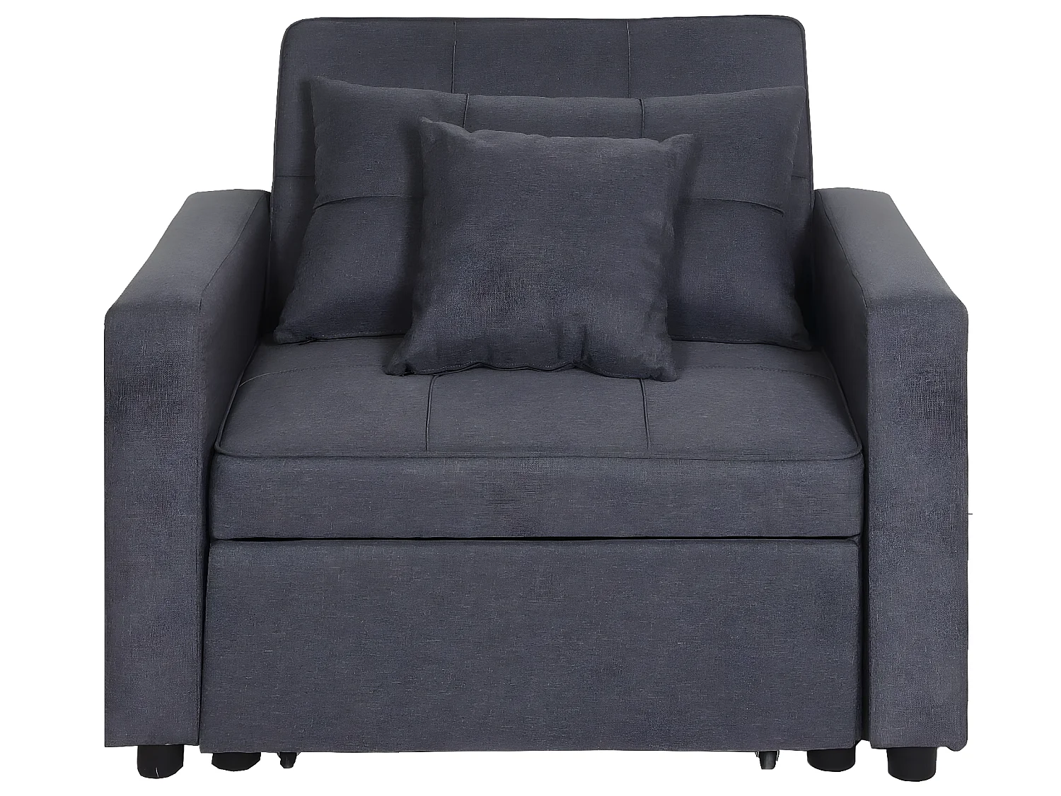 Poltrona letto relax trasformabile moderno con cuscino MCW-L90 legno tessuto grigio scuro