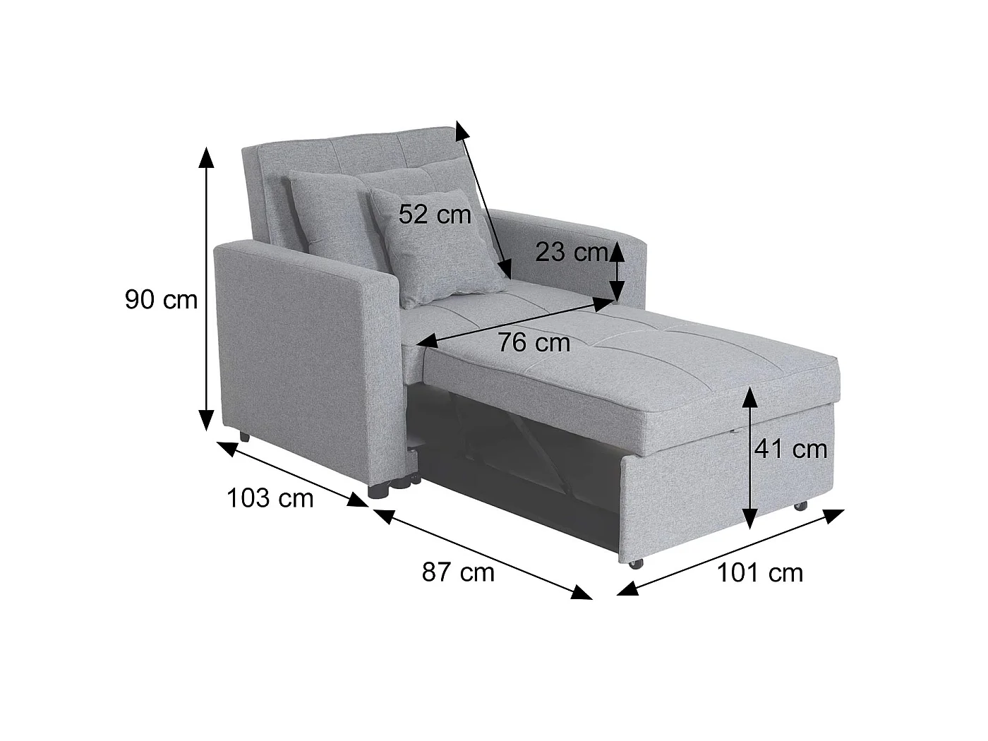 Slaapstoel MCW-L90,  donkergrijs