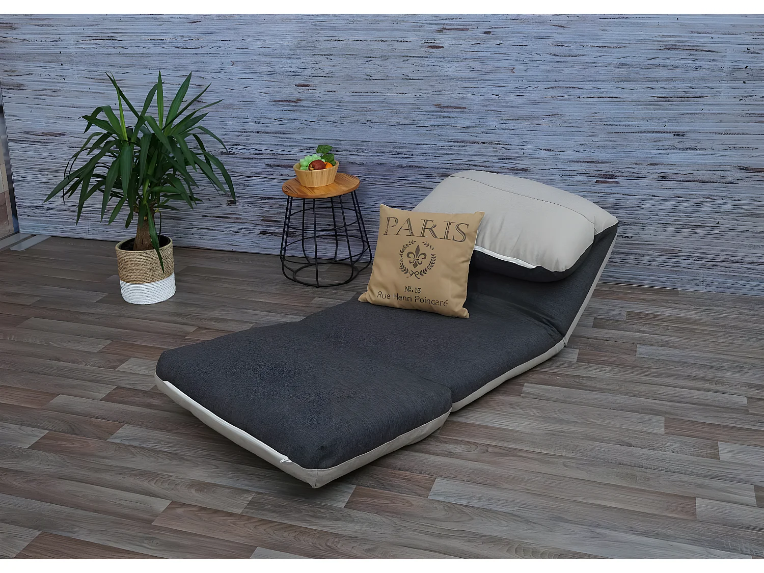 Slaapstoel MCW-E68,  donkergrijs/lichtgrijs