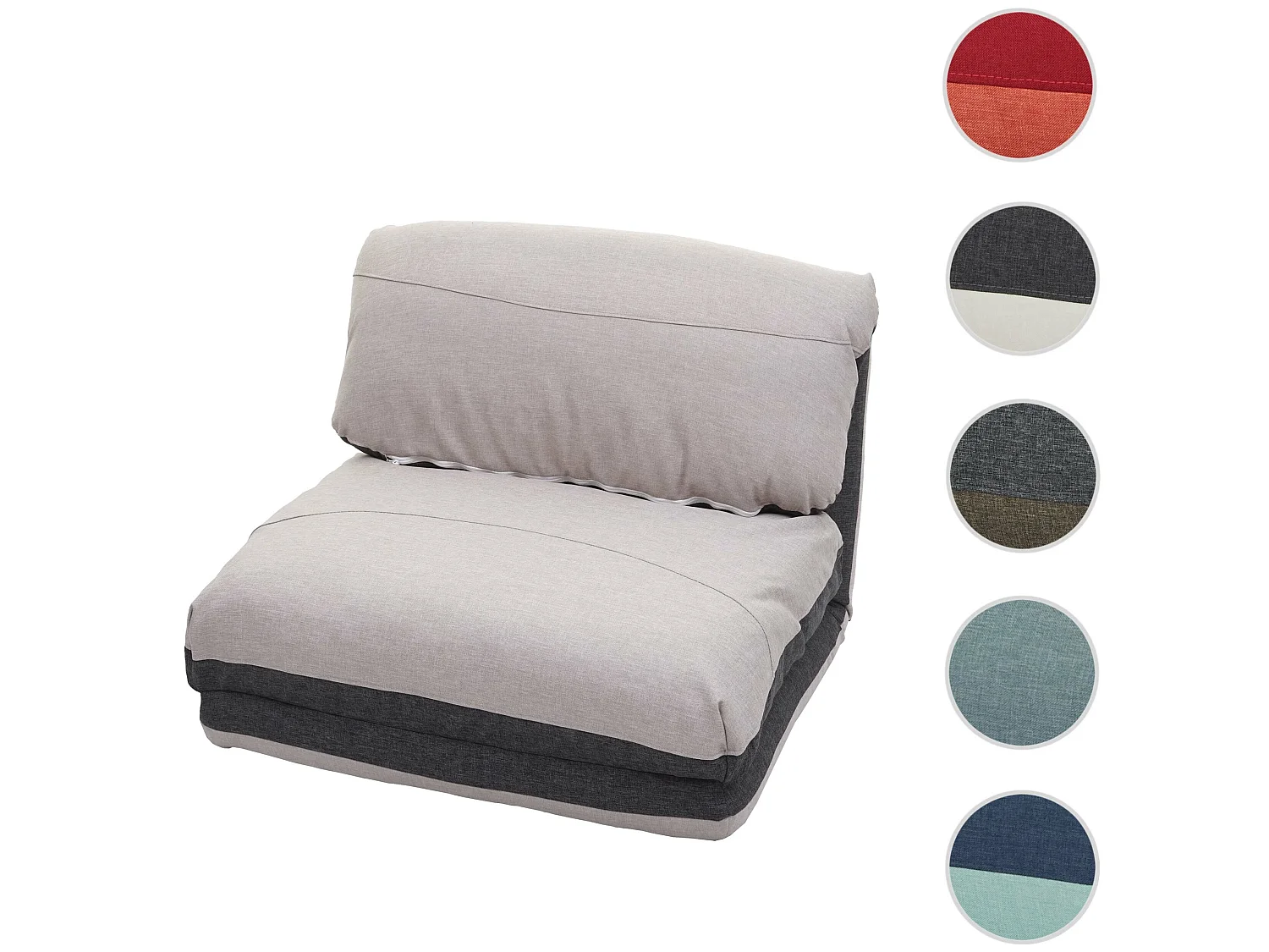 Fotel rozkładany MCW-E68,  ciemnoszary/jasnoszary