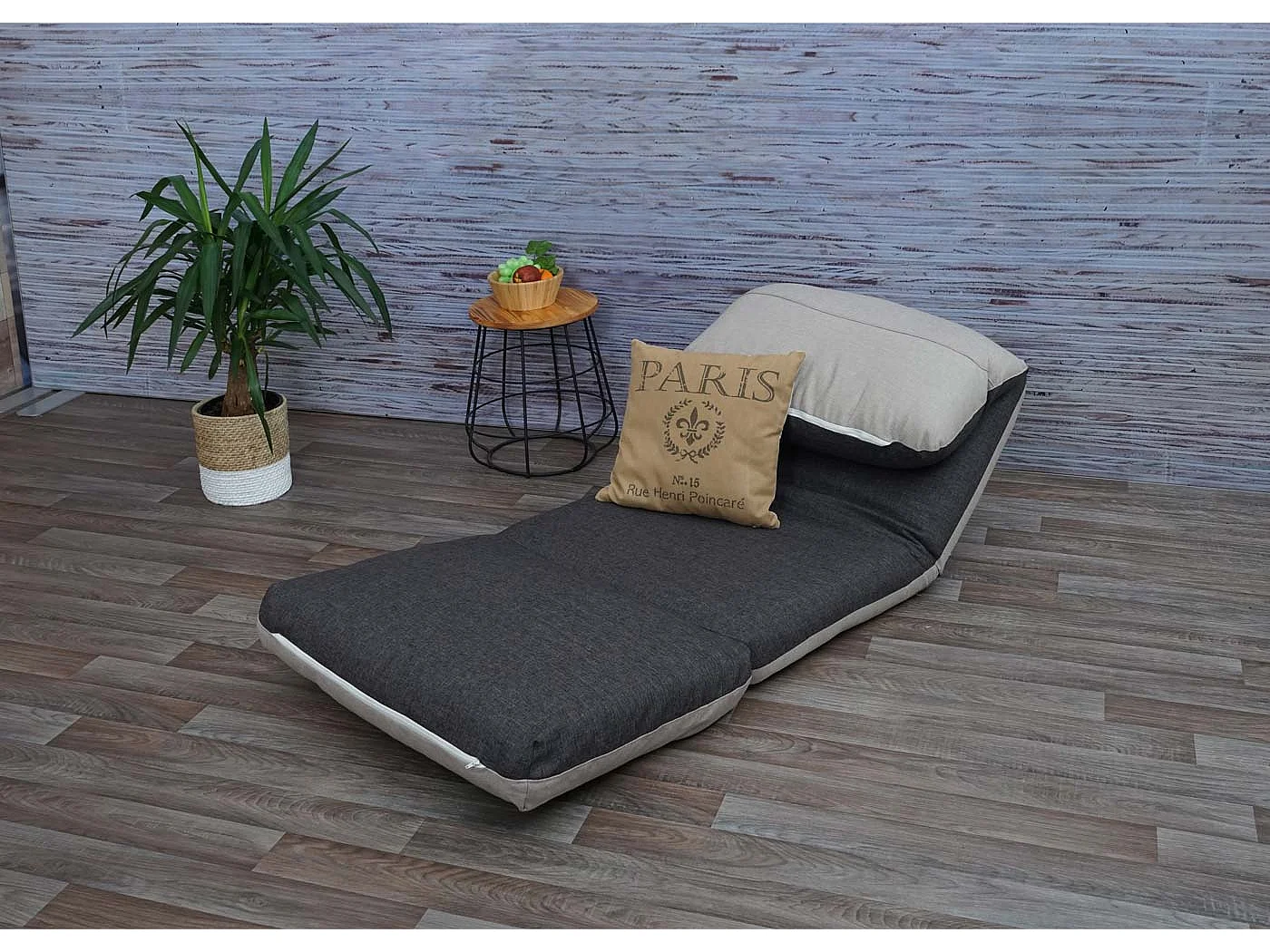 Fotel rozkładany MCW-E68,  ciemnoszary/jasnoszary