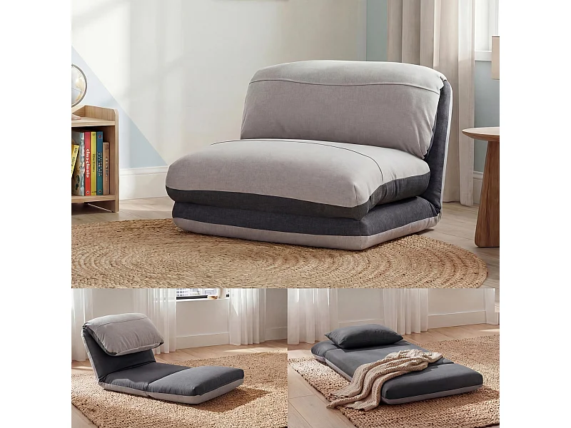 Schlafsessel MCW-E68, Dunkelgrau/hellgrau