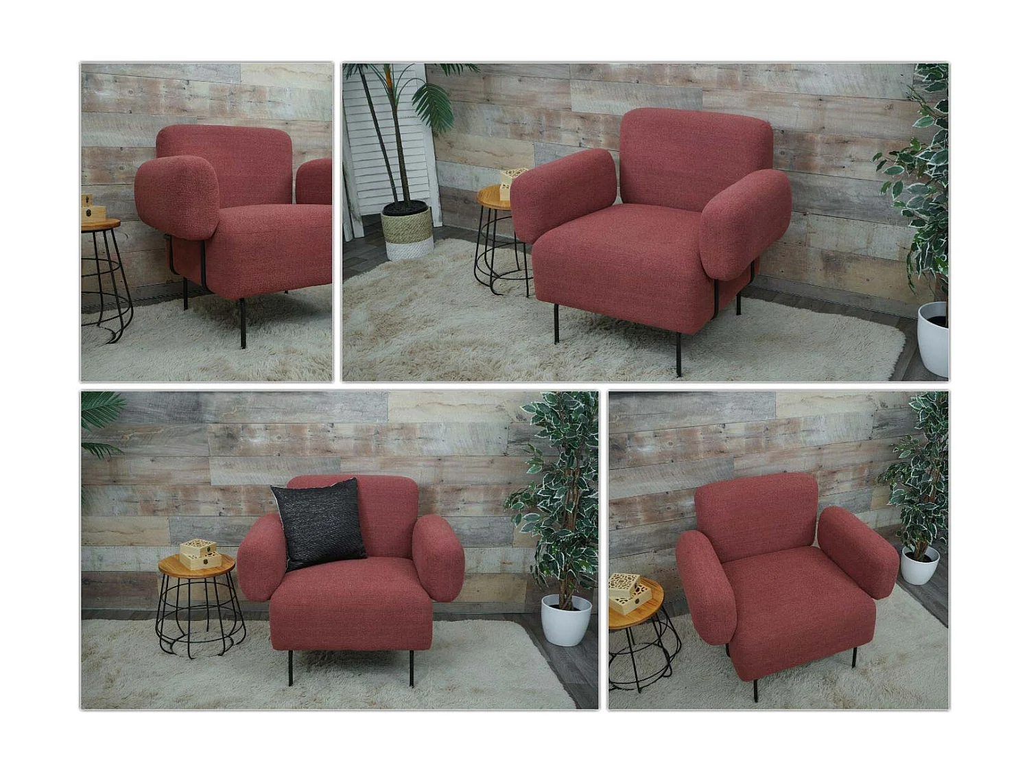 Loungefauteuil MCW-L83,  antiek roze