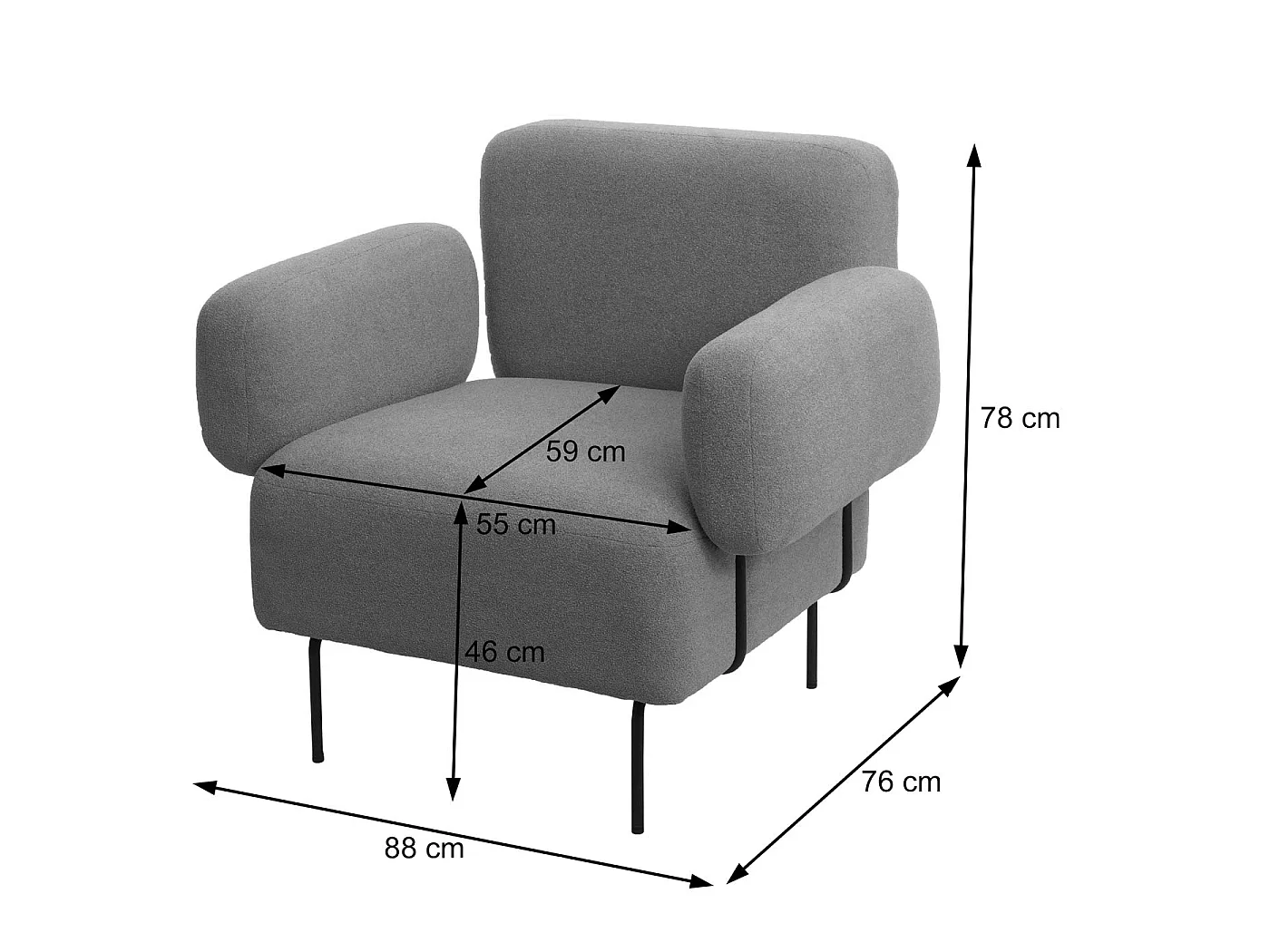 Fotel wypoczynkowy MCW-L83,  antyczny róż