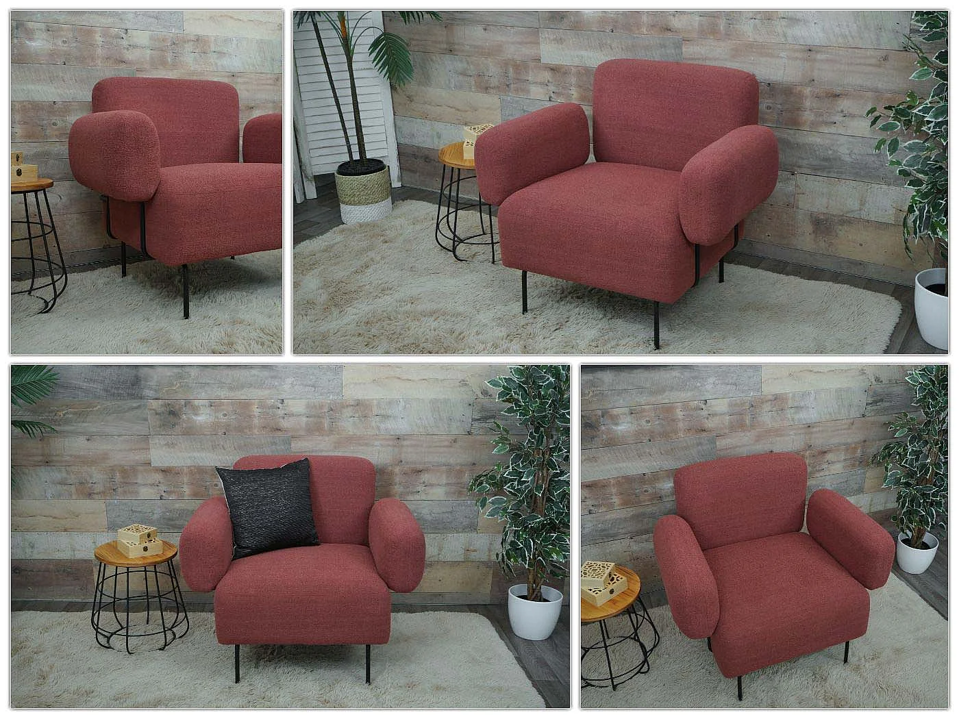 Fotel wypoczynkowy MCW-L83,  antyczny róż