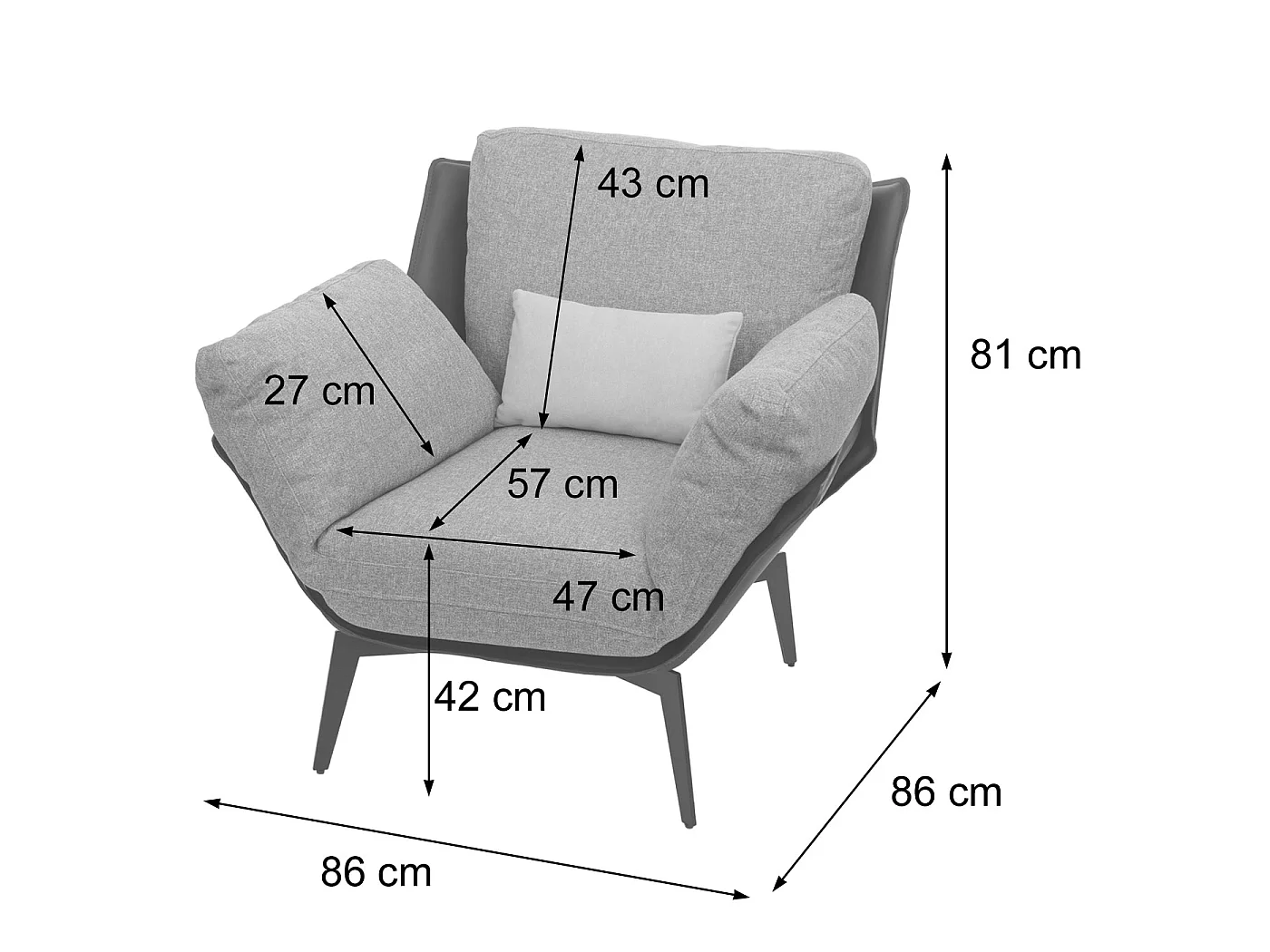 Fotel MCW-L82, fotel wypoczynkowy,  czarny