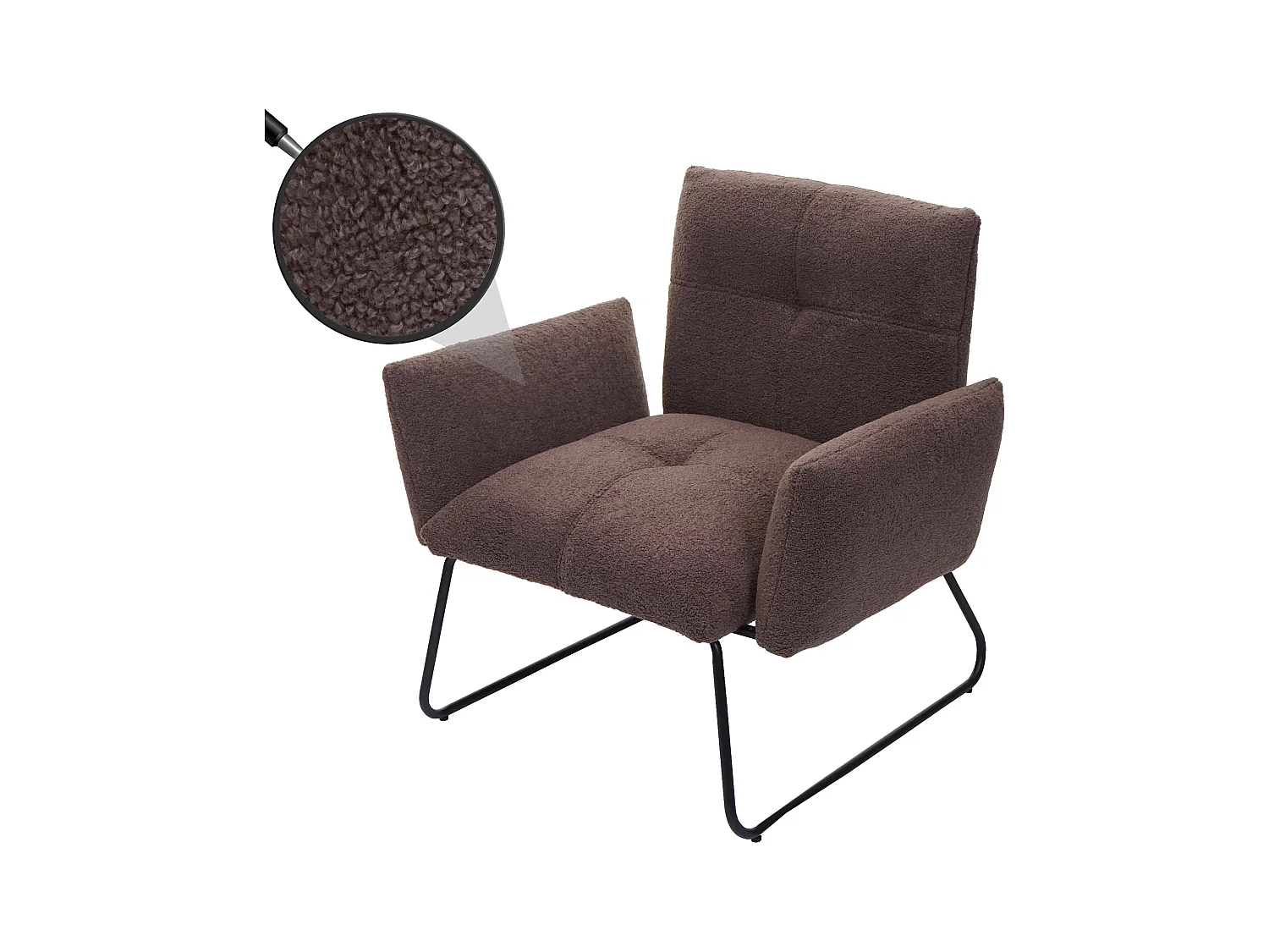 Lounge-Sessel MCW-K34 Bouclé, Braun