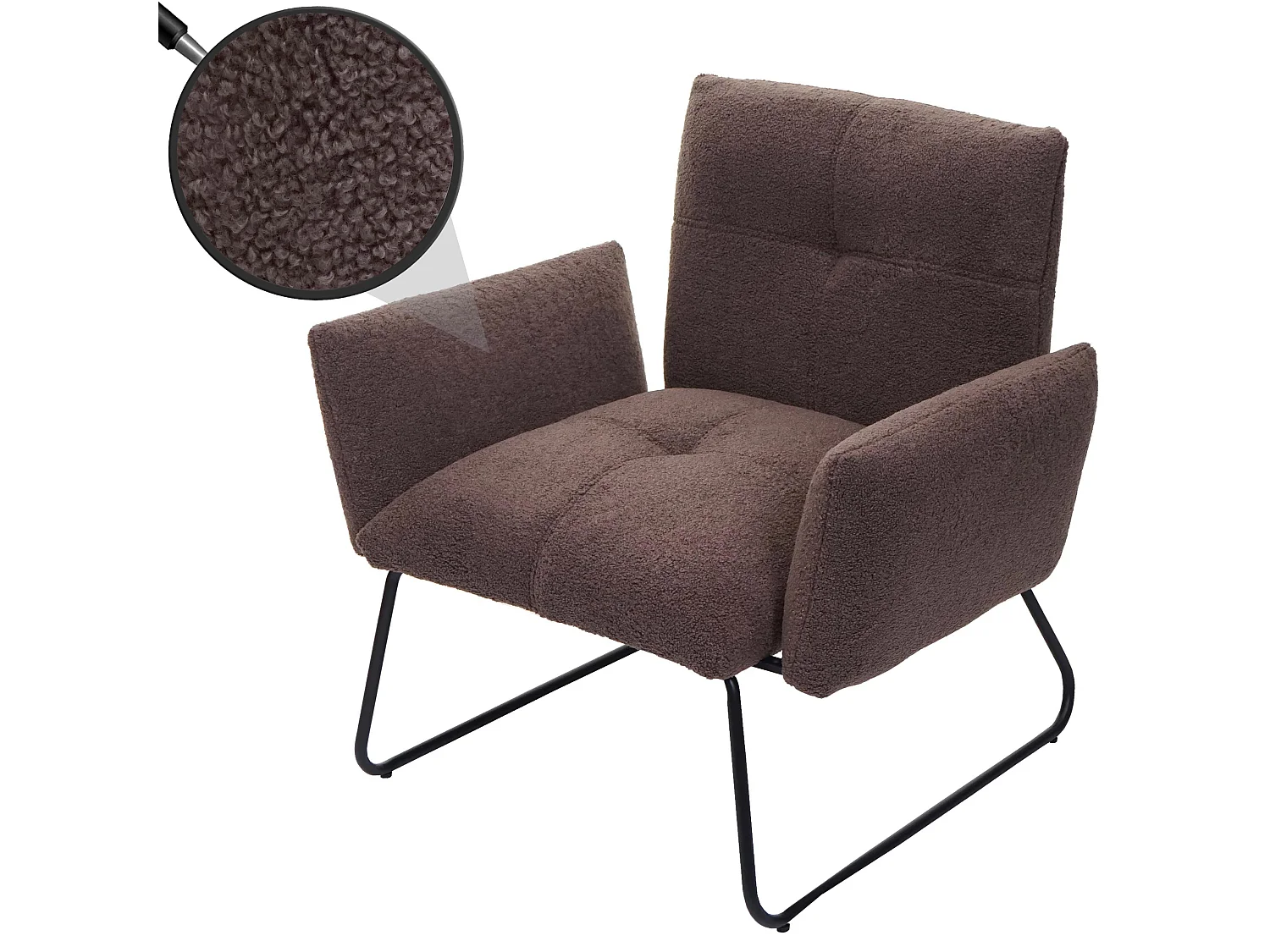 Fotel wypoczynkowy MCW-K34 Bouclé,  brązowy