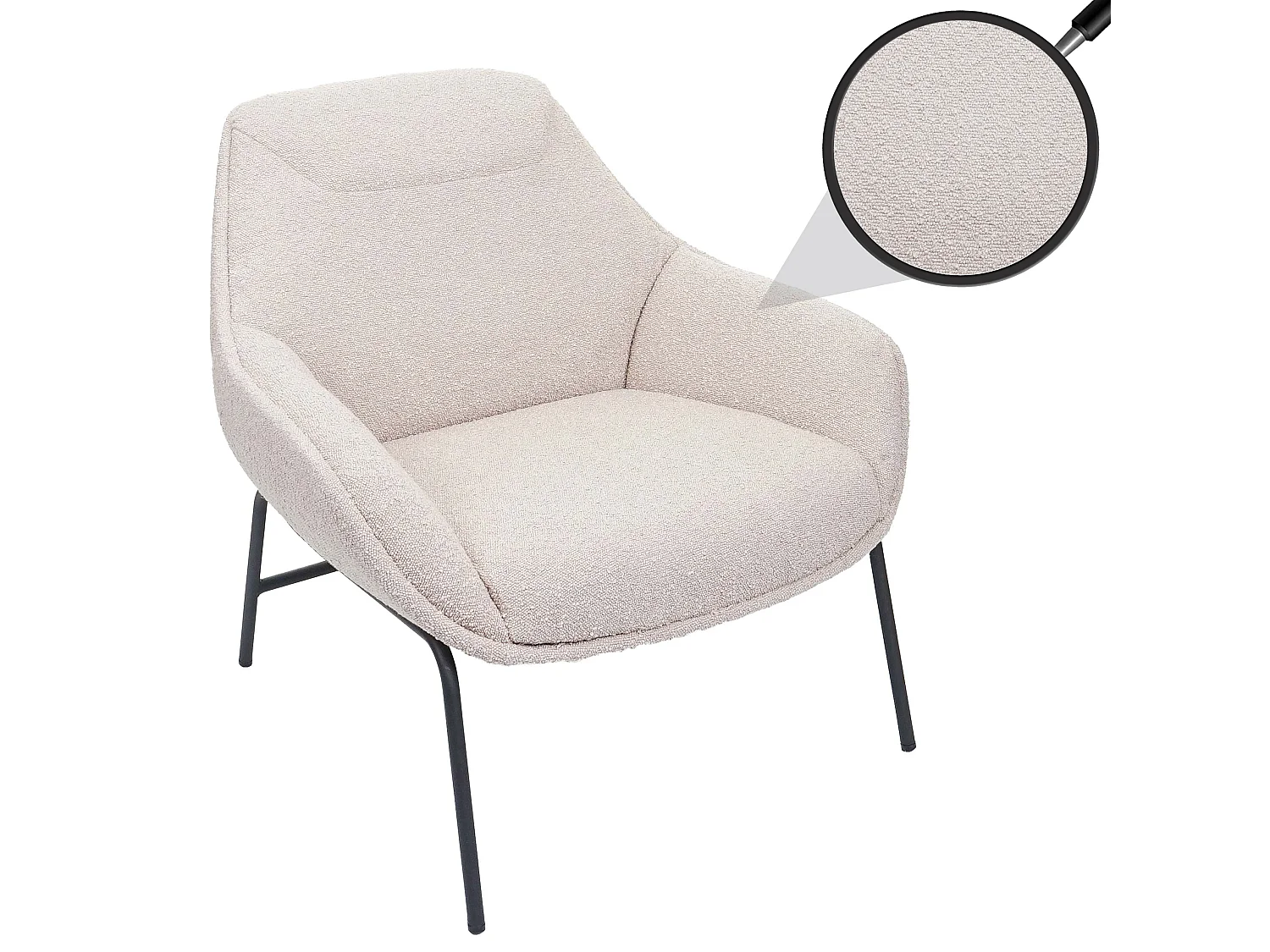 Loungestol MCW-J77,  creme-beige