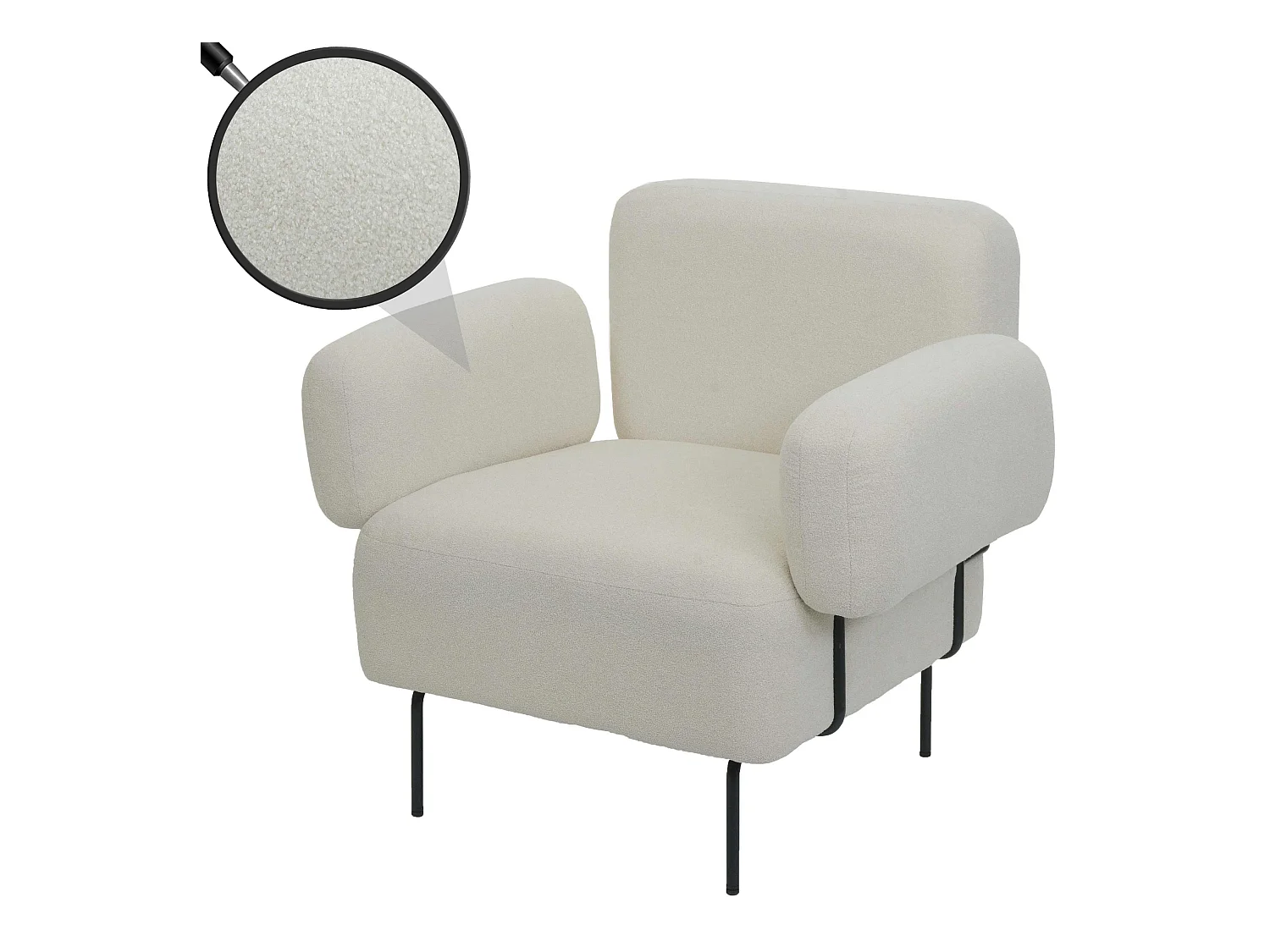 Fauteuil de salon MCW-L83,  crème