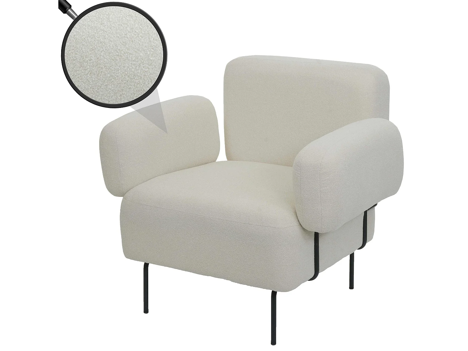 Fauteuil de salon MCW-L83,  crème