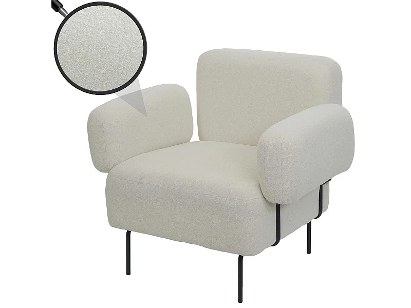 Fauteuil de salon MCW-L83,  crème