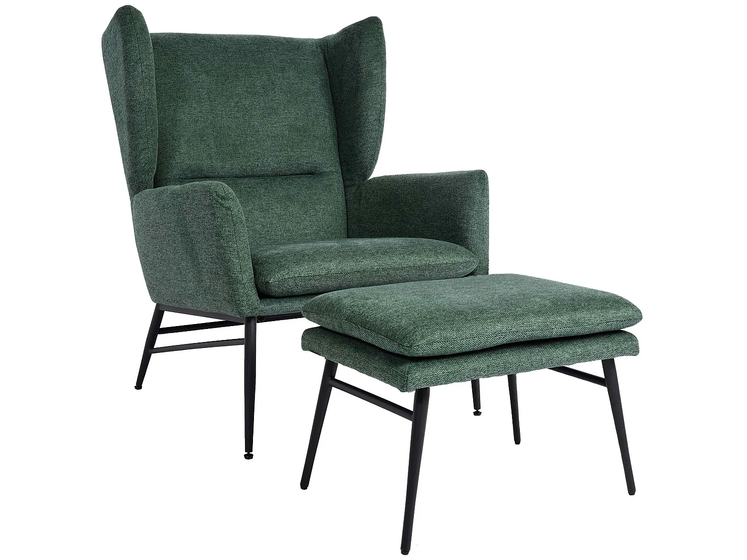Loungefauteuil met voetenbank MCW-L62,  groen