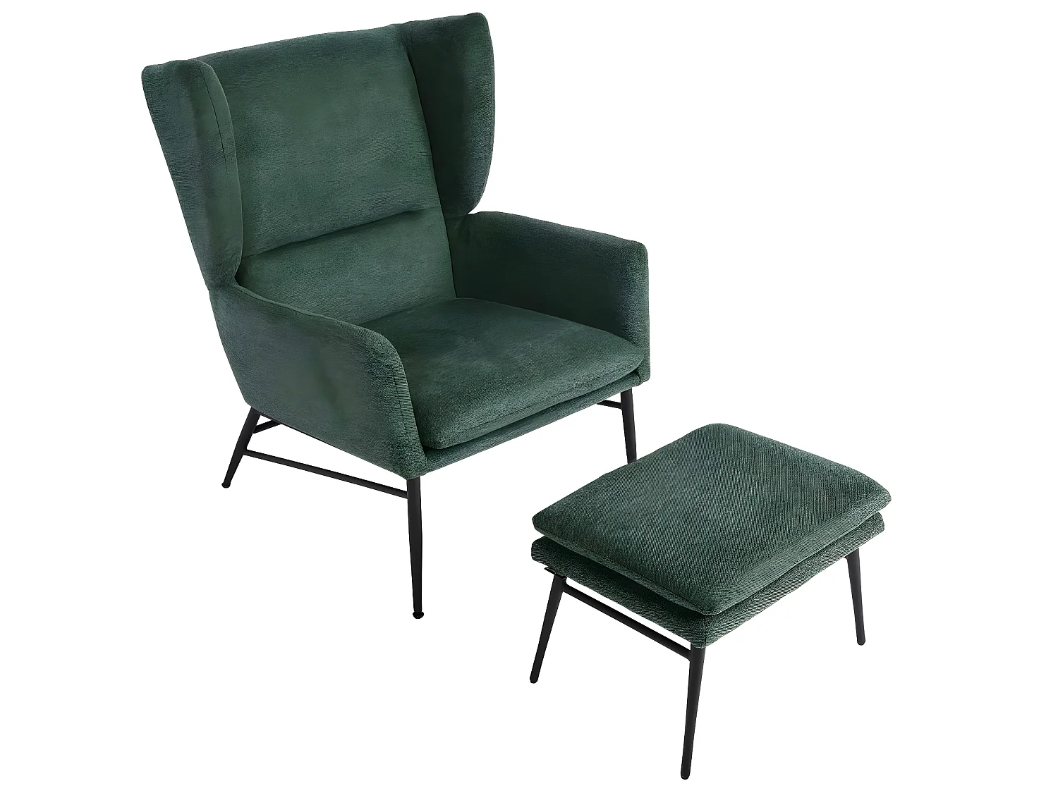 Loungefauteuil met voetenbank MCW-L62,  groen