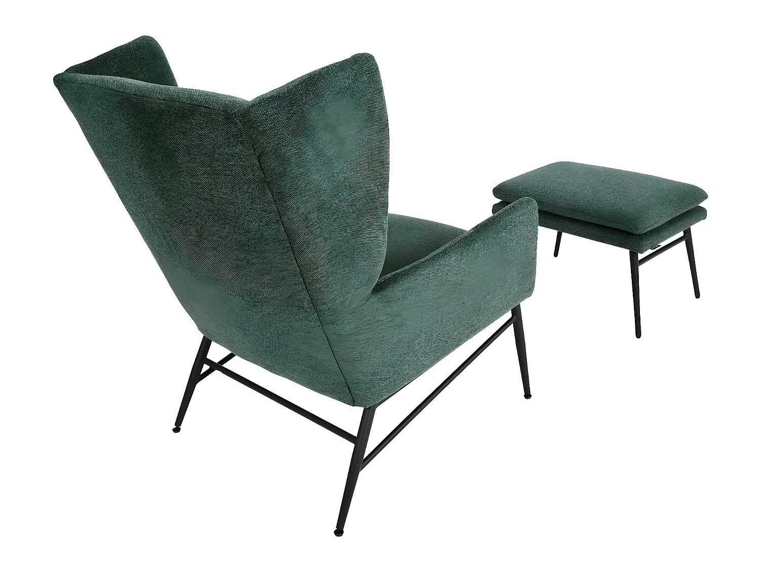 Loungefauteuil met voetenbank MCW-L62,  groen