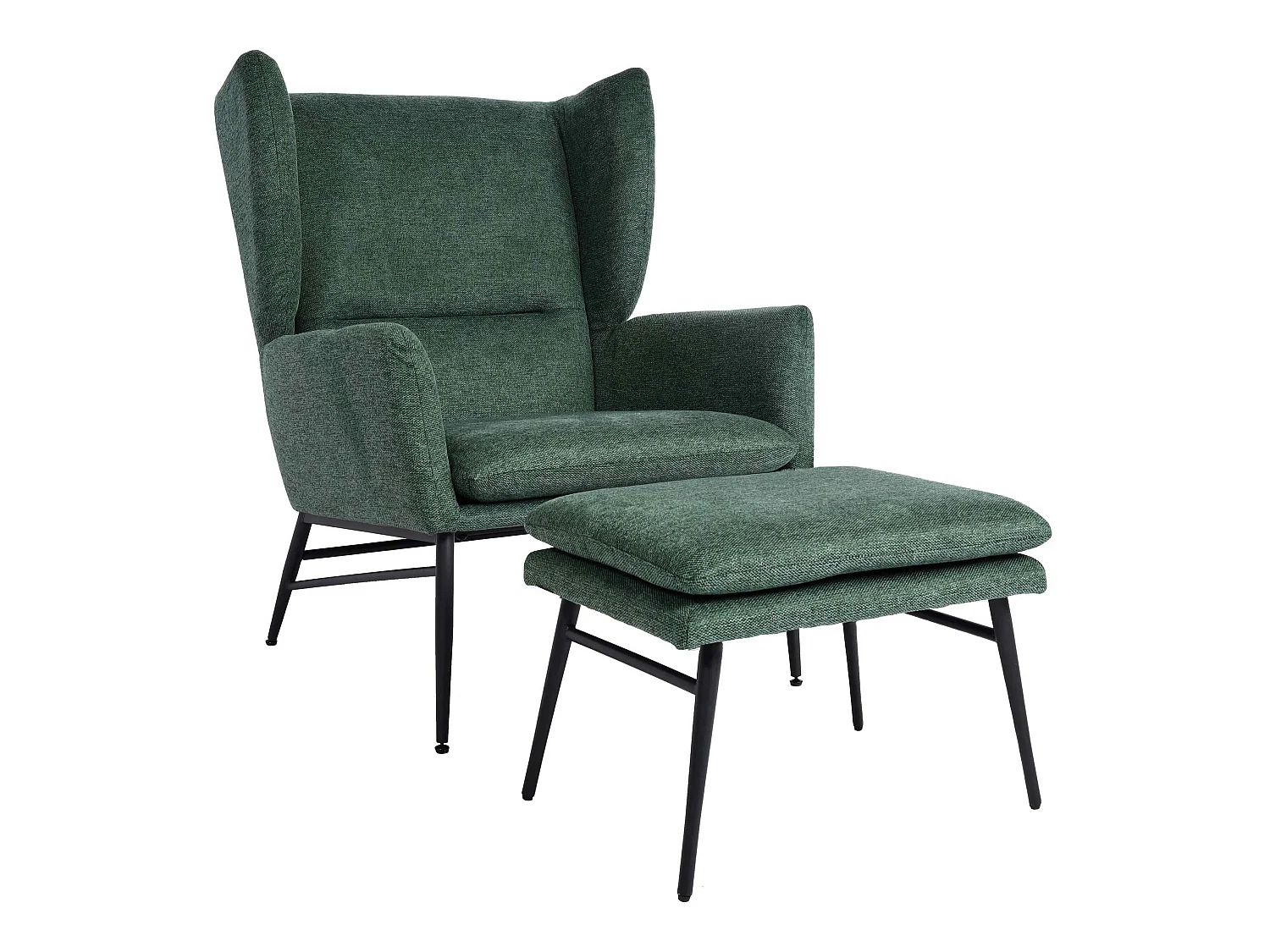 Fotel wypoczynkowy z otomaną MCW-L62,  zielony