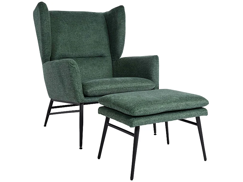 Lounge-Sessel mit Ottomane MCW-L62, Grün