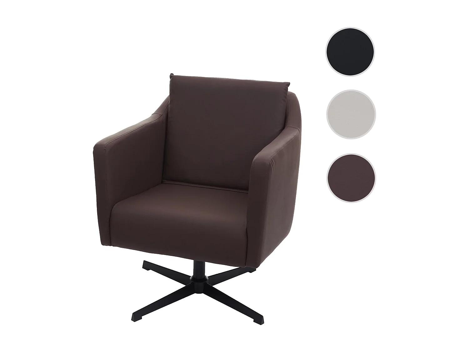 Poltrona Lounge MCW-H93b sedia relax girevole 80x72x85cm ~ ecopelle marrone