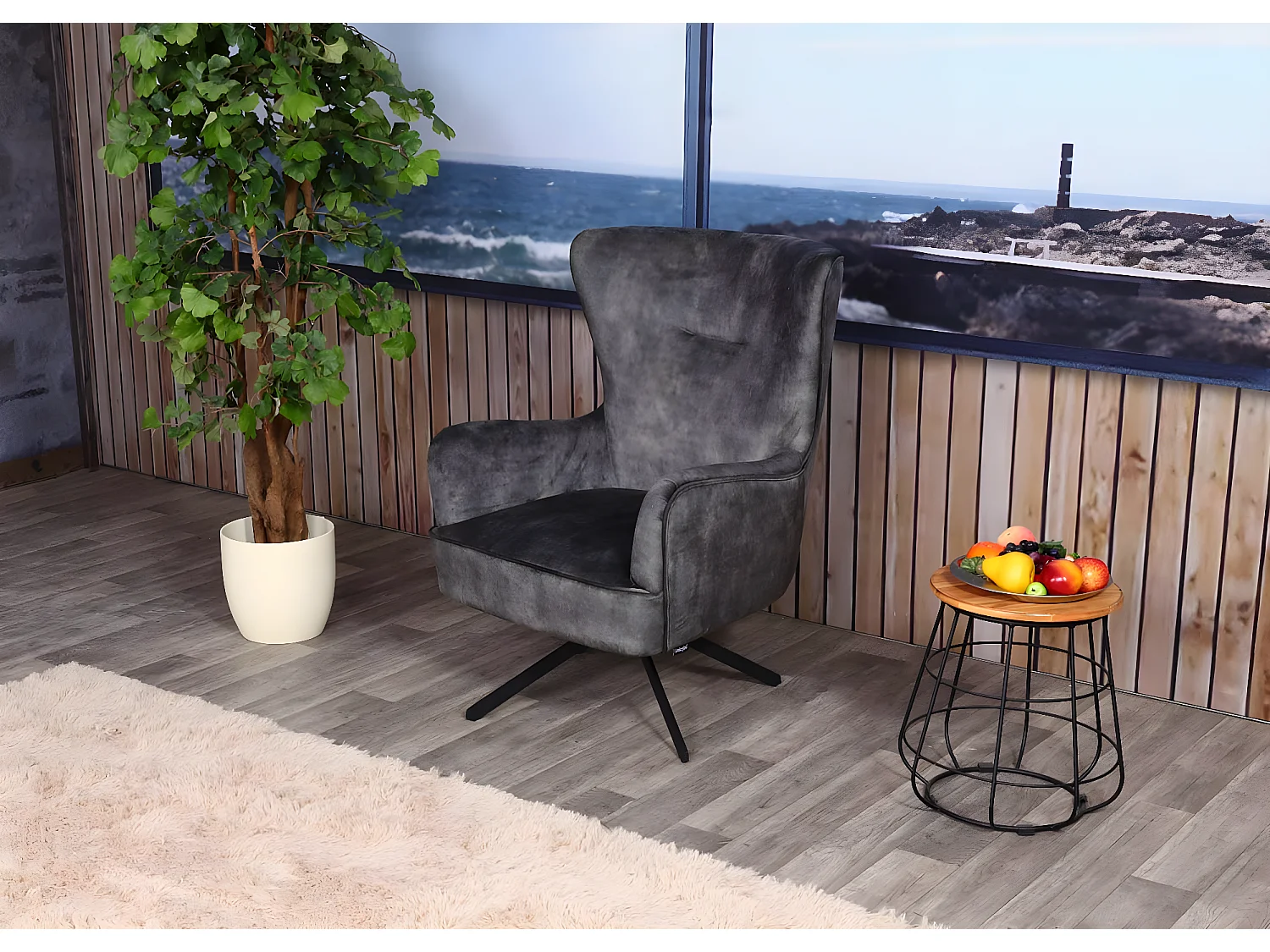 Lounge-Sessel MCW-L63, Grau-grün