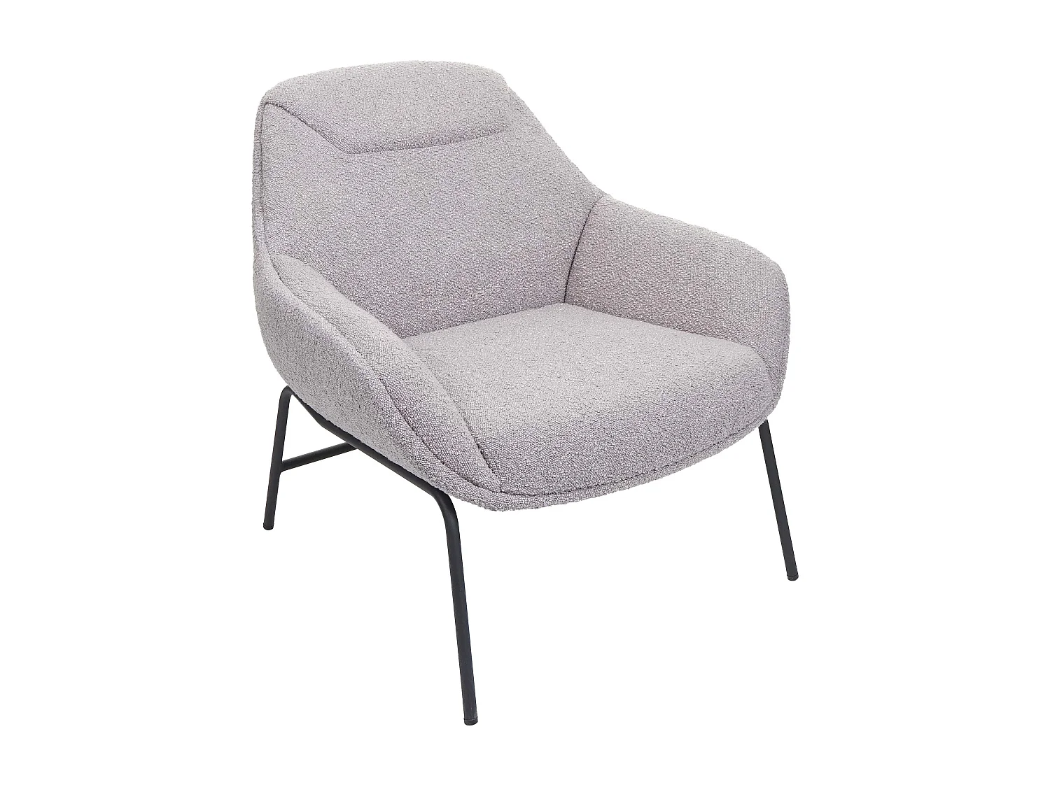 Poltrona sedia lounge MCW-J77 metallo tessuto bouclè ~ grigio chiaro