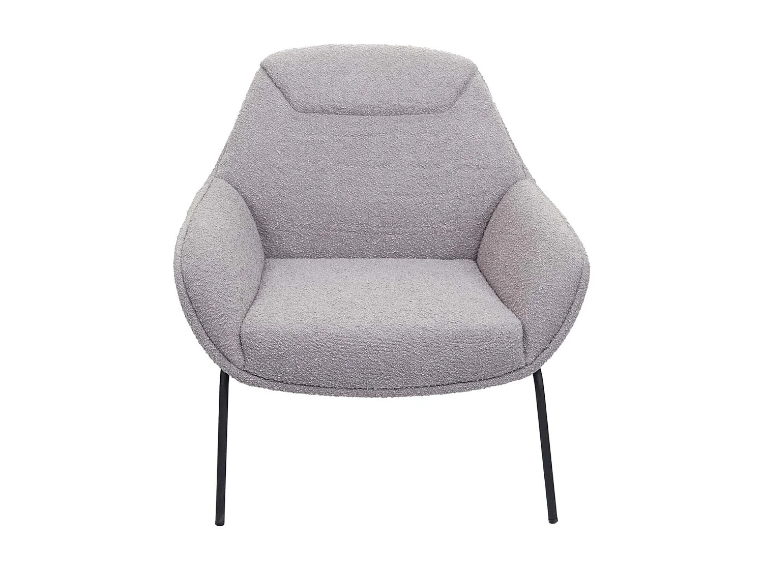 Poltrona sedia lounge MCW-J77 metallo tessuto bouclè ~ grigio chiaro