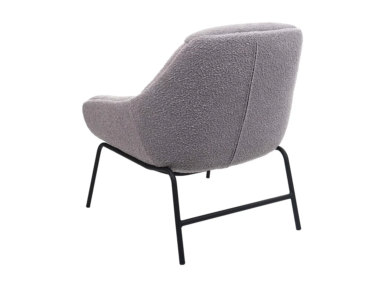 Poltrona sedia lounge MCW-J77 metallo tessuto bouclè ~ grigio chiaro