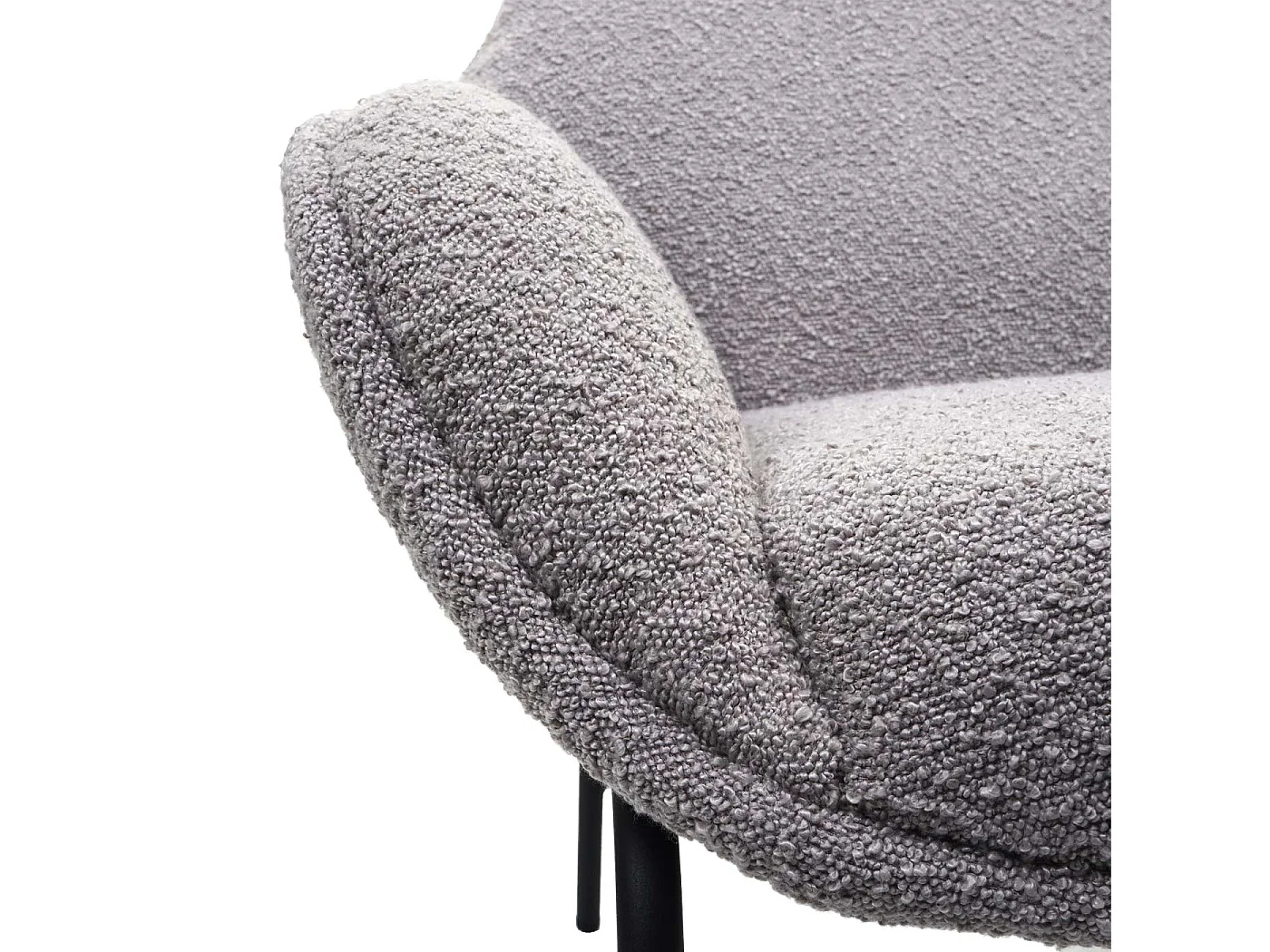 Poltrona sedia lounge MCW-J77 metallo tessuto bouclè ~ grigio chiaro