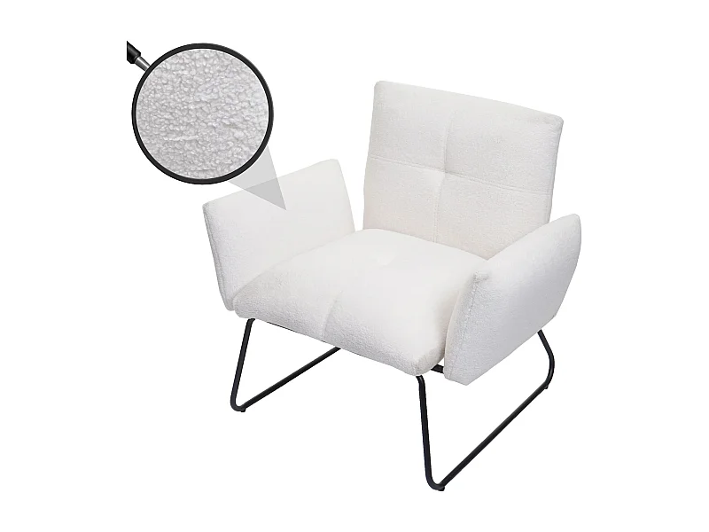 Loungefauteuil MCW-K34 Bouclé,  wit