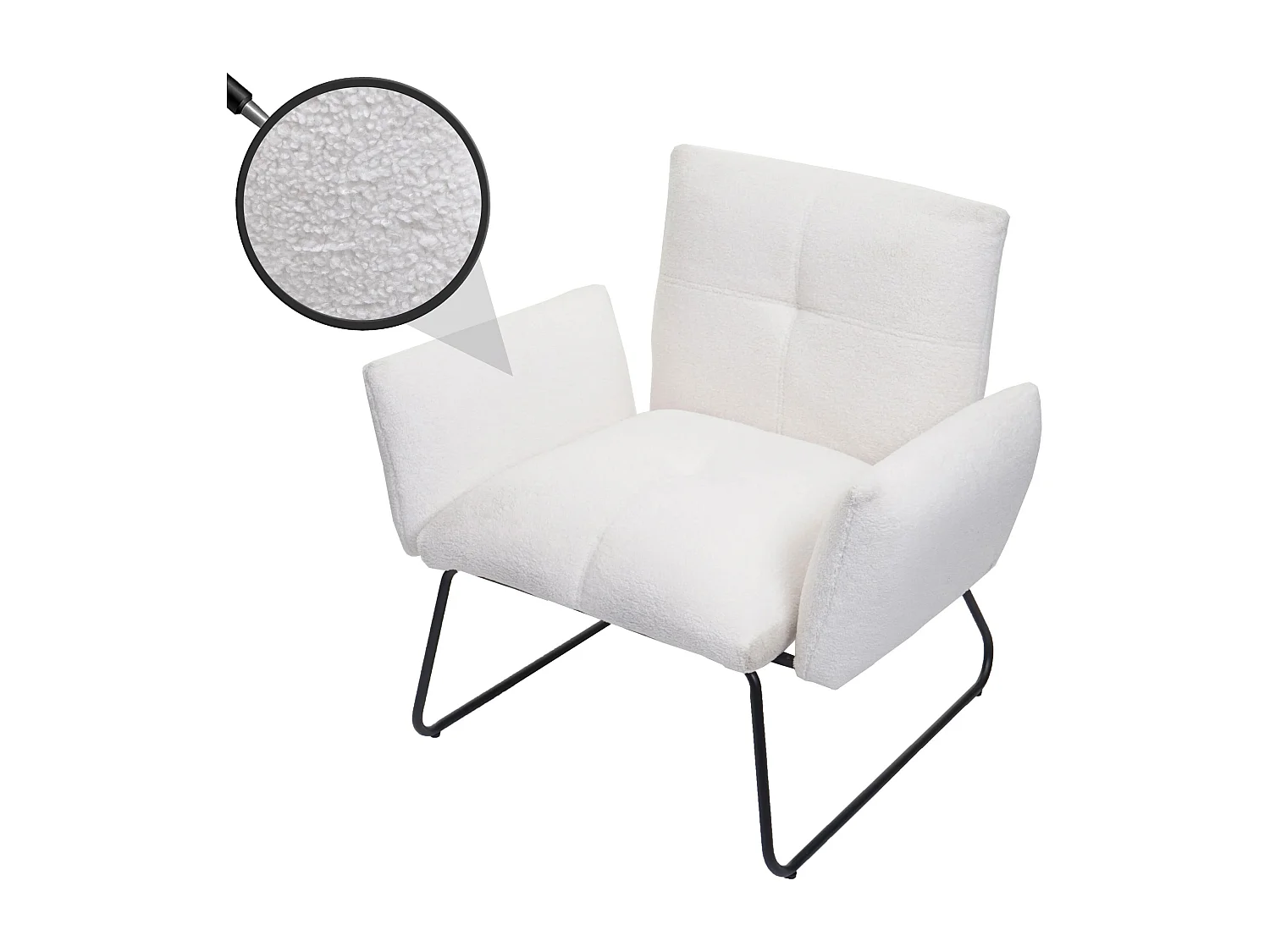 Loungefauteuil MCW-K34 Bouclé,  wit