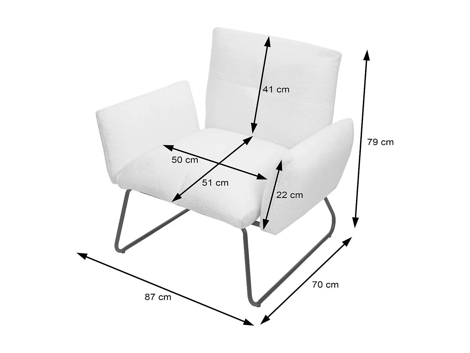 Loungefauteuil MCW-K34 Bouclé,  wit