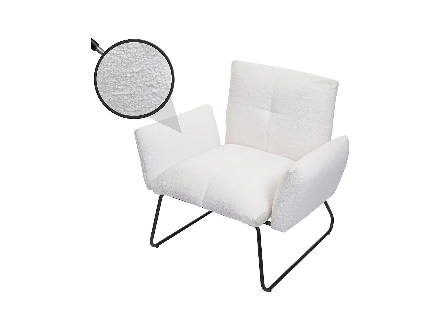 Lounge-Sessel MCW-K34 Bouclé, Weiß