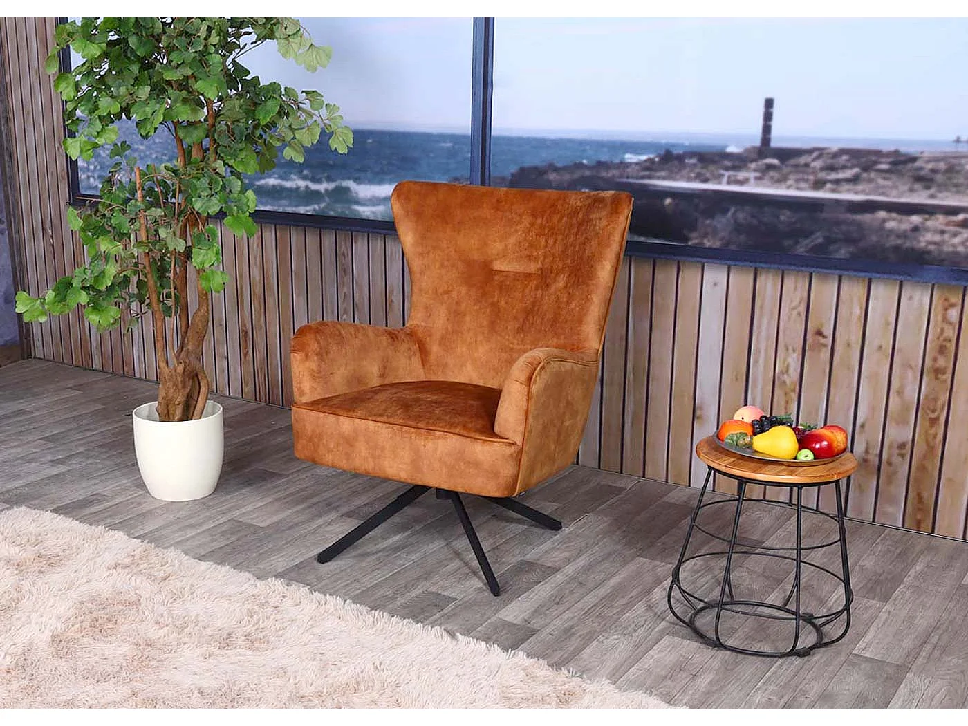 Fotel wypoczynkowy MCW-L63,  złoto-brązowy