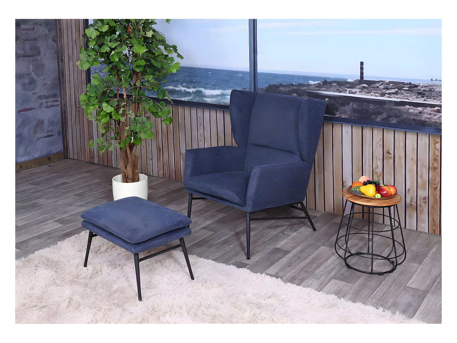 Fotel wypoczynkowy MCW-L62,  niebieski