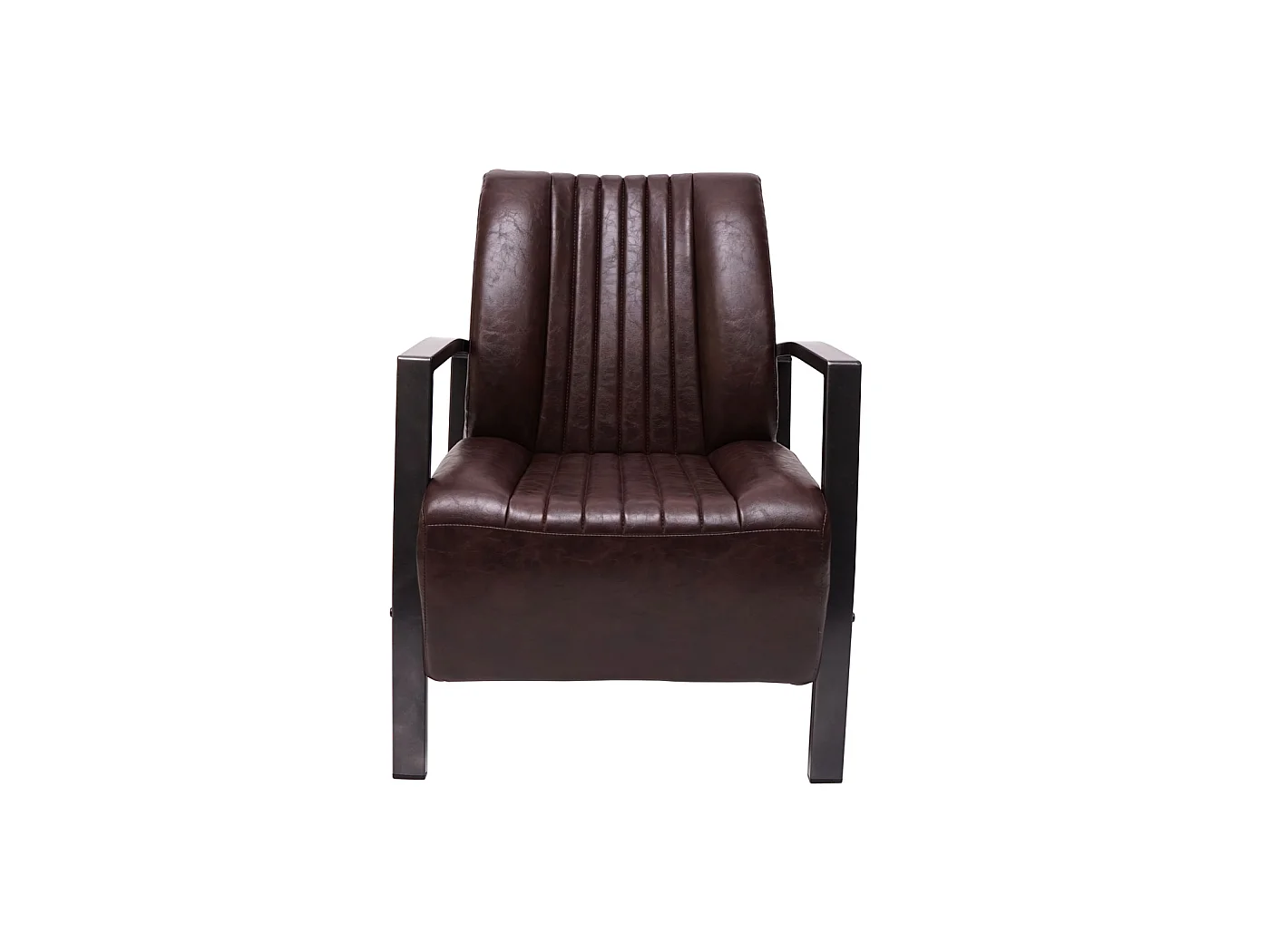 Poltrona lounge design industriale MCW-H10 acciaio verniciato ecopelle marrone