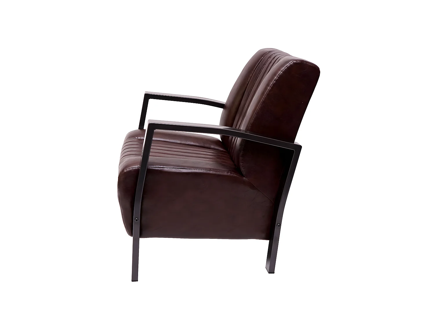 Poltrona lounge design industriale MCW-H10 acciaio verniciato ecopelle marrone