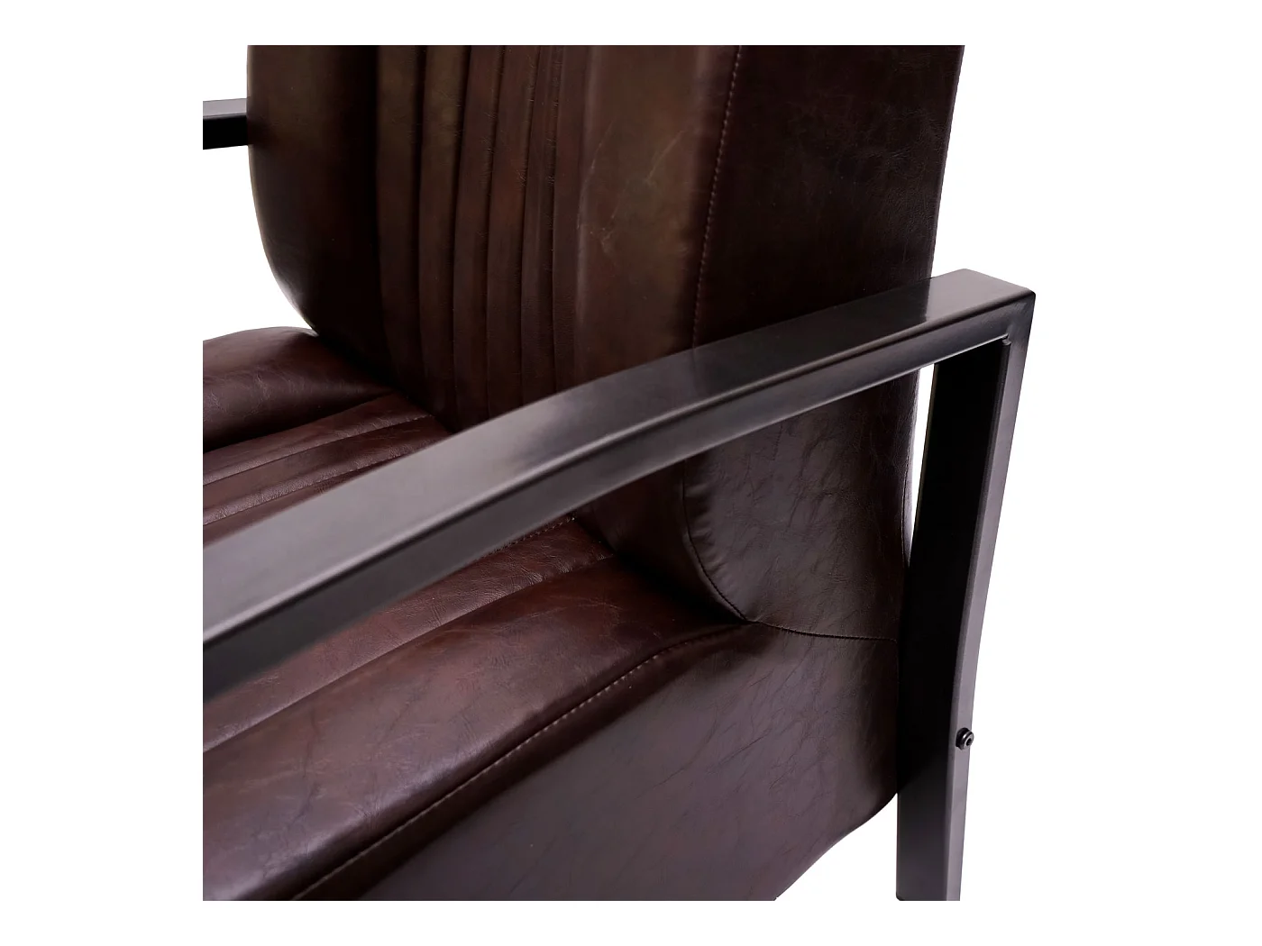 Poltrona lounge design industriale MCW-H10 acciaio verniciato ecopelle marrone