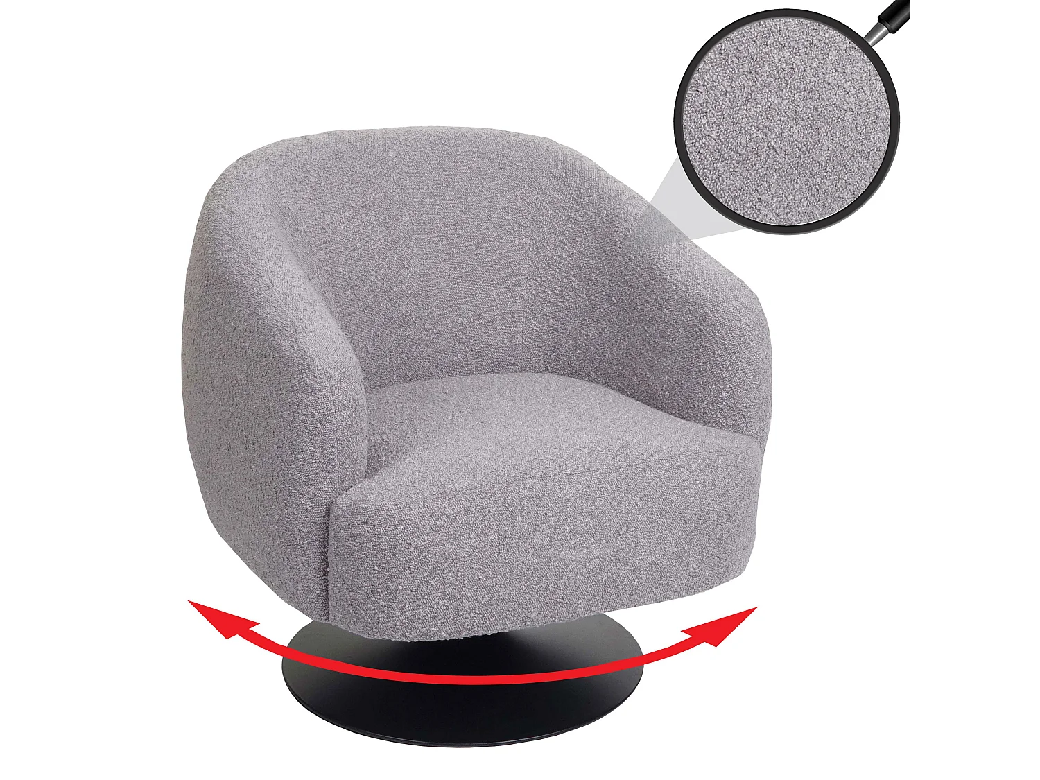 Fotel wypoczynkowy MCW-J76,  jasnoszary