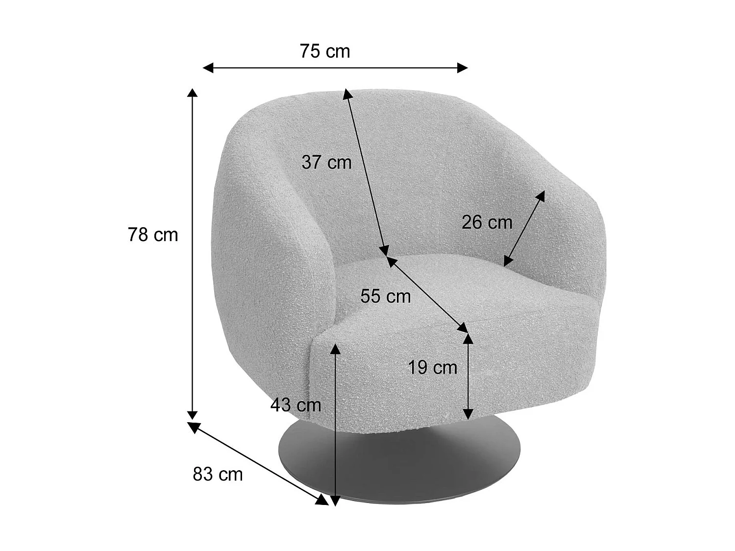 Fotel wypoczynkowy MCW-J76,  ciemnoszary