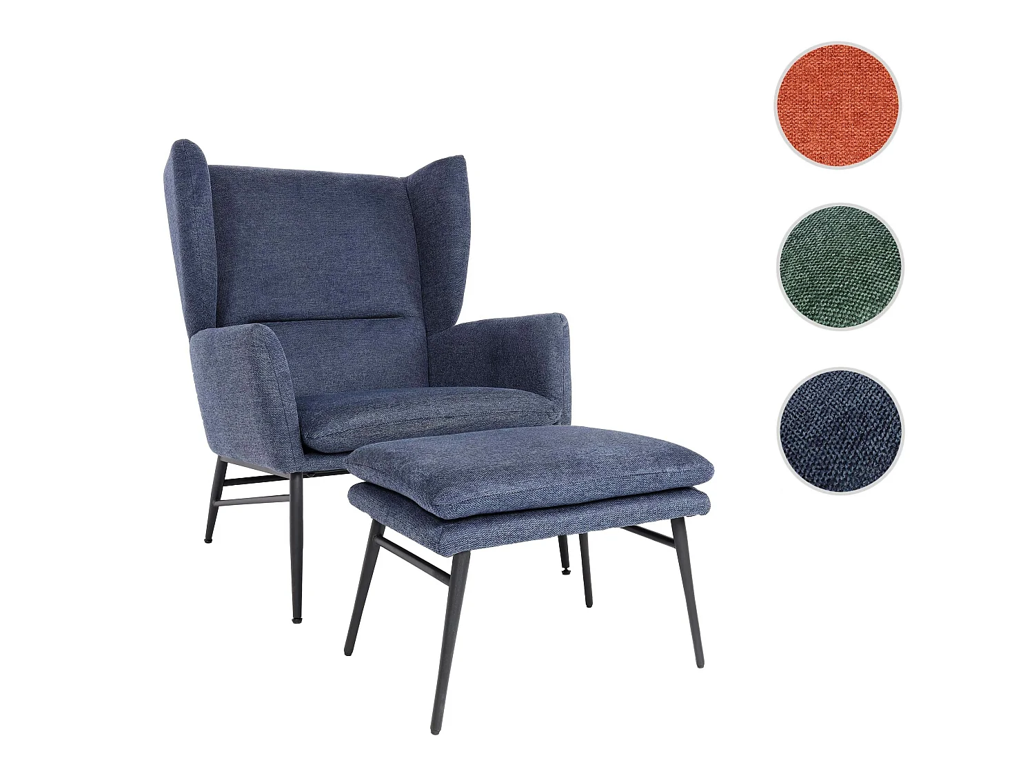 Fotel wypoczynkowy z otomaną MCW-L62,  niebieski