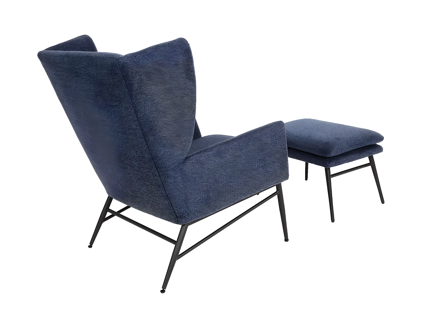 Fotel wypoczynkowy z otomaną MCW-L62,  niebieski